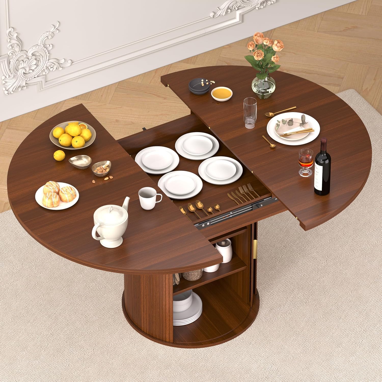 Kitchen Appliances Table - Mesa de Jantar Redonda Extensível: Mesa