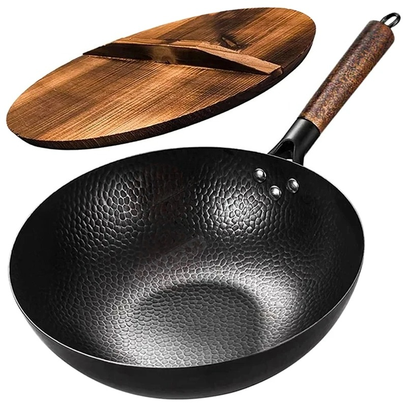 Wok Electric Flat - Panela Wok de Aço Carbono 32cm