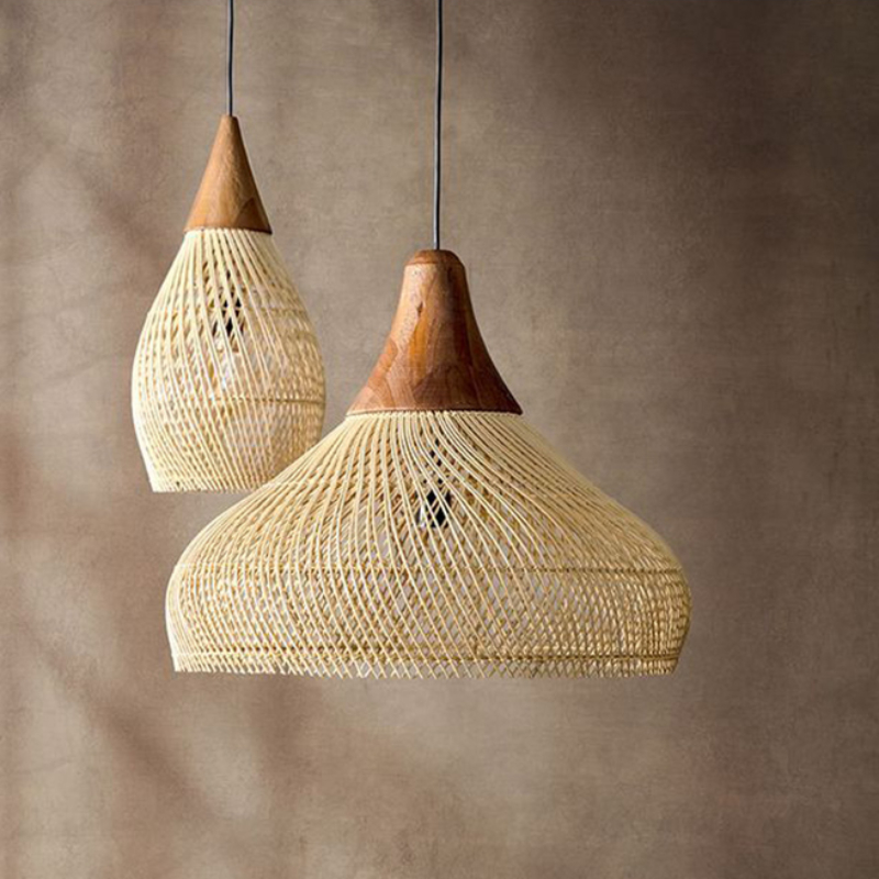 Kitchen Appliances Table - Estilo chinês Handmade Rattan Lâmpadas De