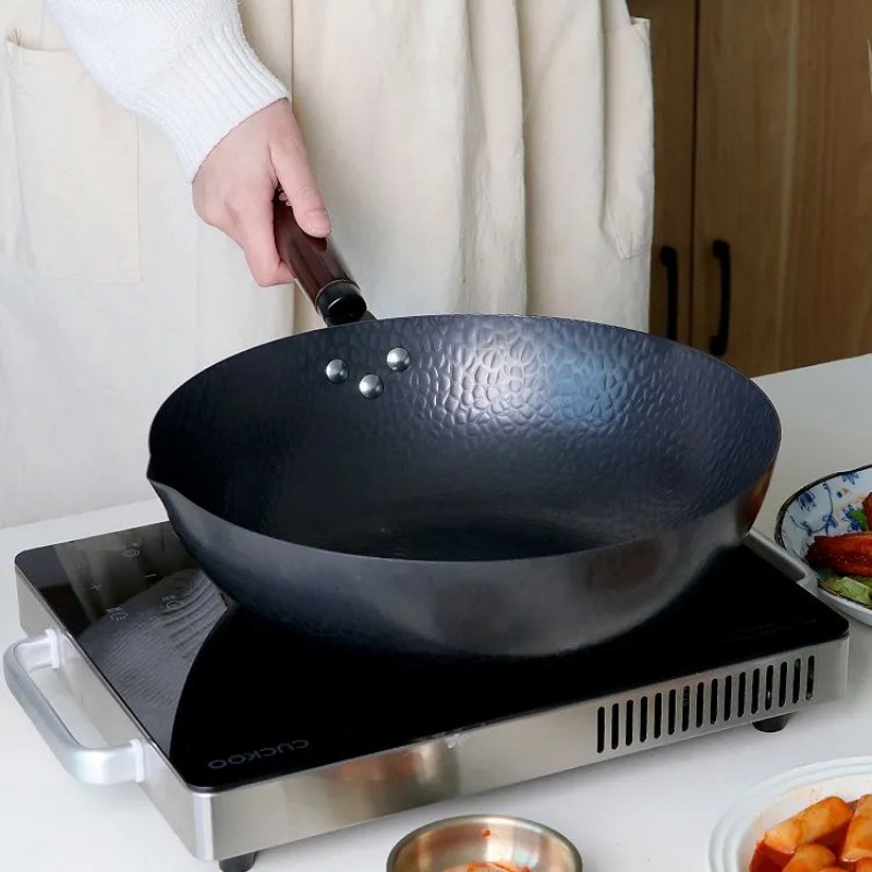 Wok Electric Flat - Panela wok de aço carbono 32cm,