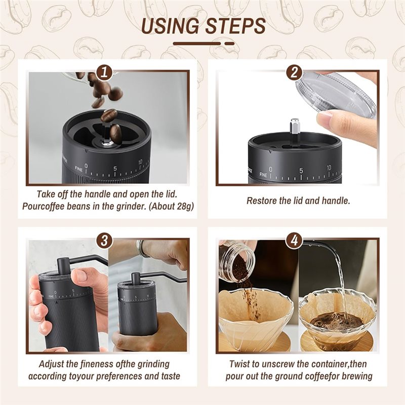 Moedor de café manual portátil - Coffee Grinder Burr avaliação e preço